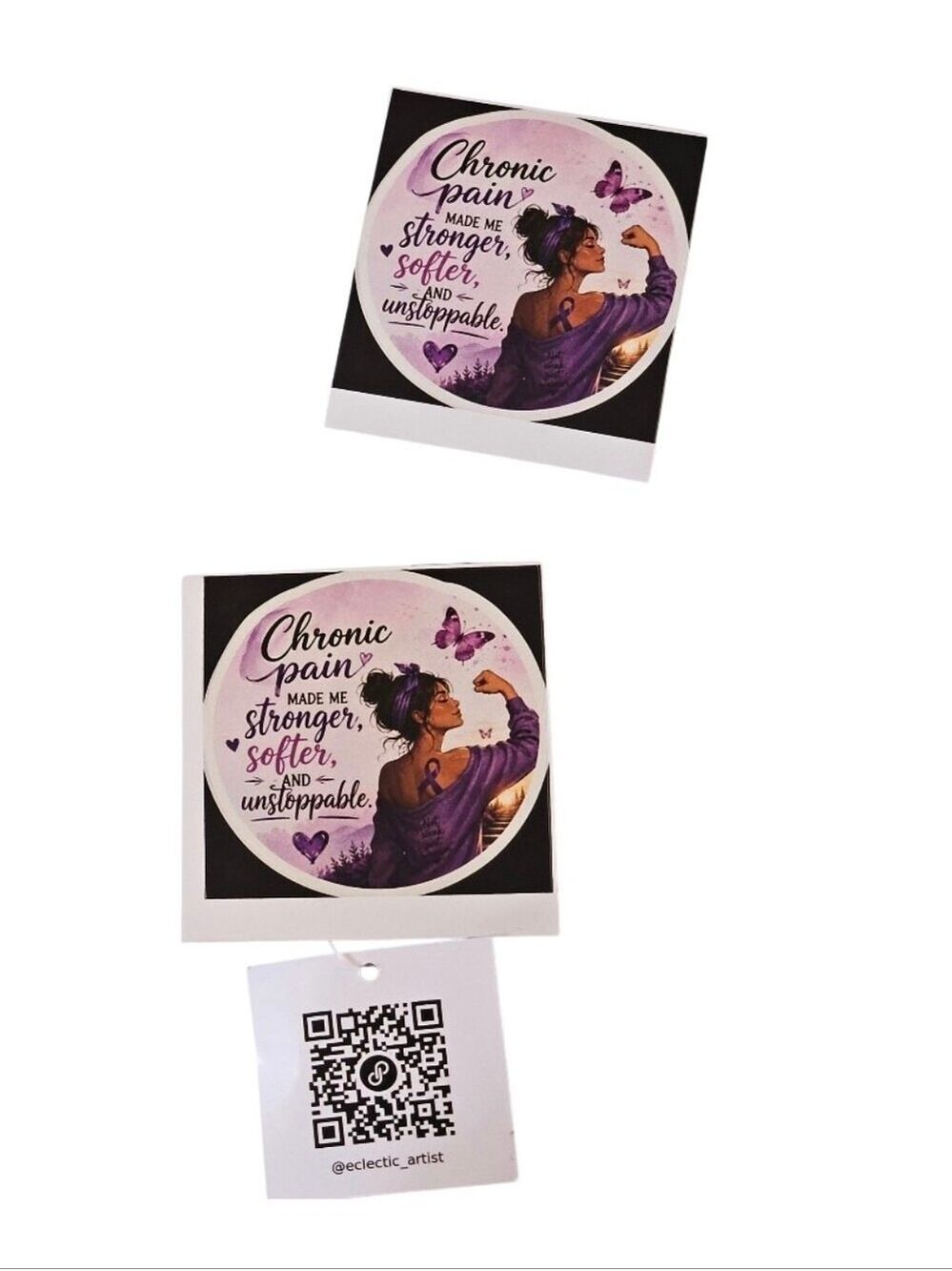 Handmade Chronic Pain Warrior Vinyl Sticker Purple Ribbon Butterfly Awareness 3" - Picture 9 of 17